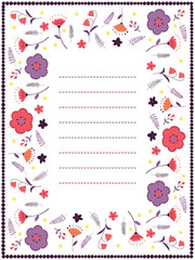 ピンクと紫のお花のお手紙フレーム東欧風