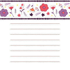 ピンクと紫のお花のお手紙フレーム東欧風