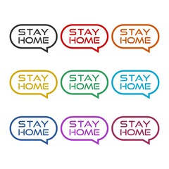 Stay home Speech bubble icon isolated on white background color set