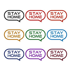 Stay home Speech bubble icon isolated on white background color set