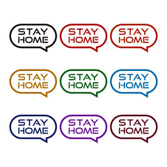 Stay home Speech bubble icon isolated on white background color set