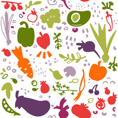Food seamless pattern. Healthy nutrition. Organic farmer products.