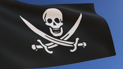 Pirate Flag of the Jack Rackham Waving in the Wind