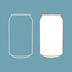 Drink can mockup. Hand drawn vector illustration with Aluminum can. Used for poster, banner, t-shirt print, bag print, badges and logo design.