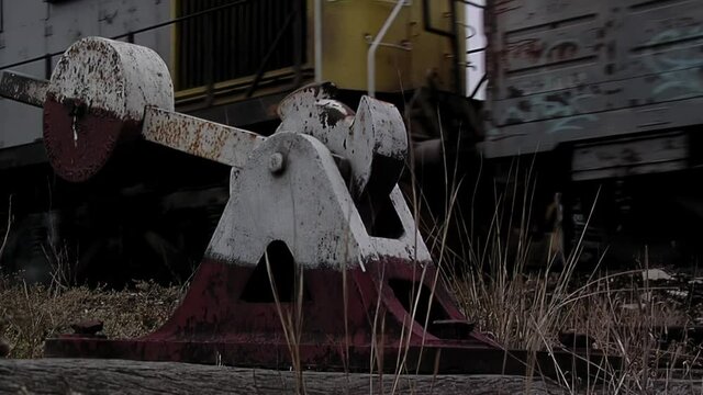 Old Rusty Railway Switch in a Station of Patagonia, Argentina. Close Up.