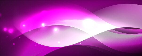 Shiny glowing neon wave, light lines abstract background. Magic energy and motion concept. Vector wallpaper template