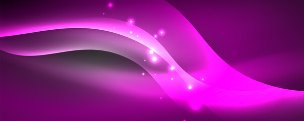 Shiny glowing neon wave, light lines abstract background. Magic energy and motion concept. Vector wallpaper template