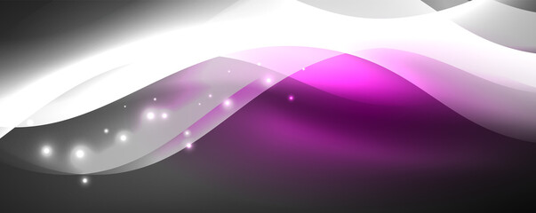 Shiny glowing neon wave, light lines abstract background. Magic energy and motion concept. Vector wallpaper template