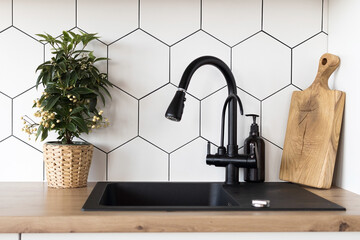Modern bright white kitchen interior