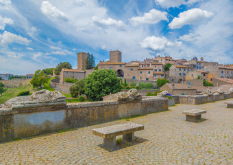 Tuscania (Italy) - A view of gorgeous etruscan and medieval town in province of Viterbo, Tuscia,...