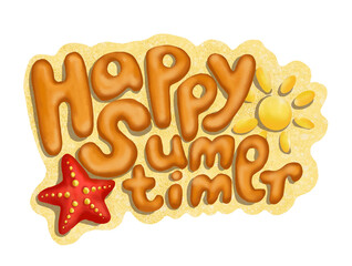 happy summer day, stylized lettering design