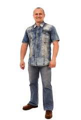 Happy middle age man isolated on white