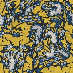 Seamless funky grungy pattern motif for print. High quality illustration. Non print of weird textured dabs of color on paper texture. For surface design printing or any sort.