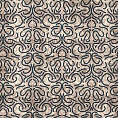 Seamless blue pink cream and navy surface pattern. High quality illustration. Overlaid and multiplied distressed and grungy worn abstract design for print. Detailed artistic repeat tile swatch.