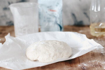 no yeast dough on a wooden background