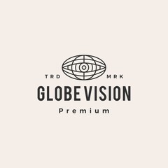 globe vision eye hipster vintage logo vector icon illustration