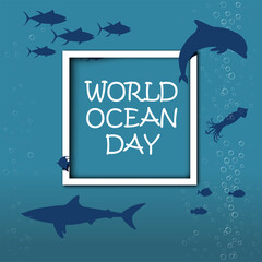 World Oceans Day June 8 Vector ill