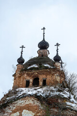 Five-domed Orthodox abandoned church