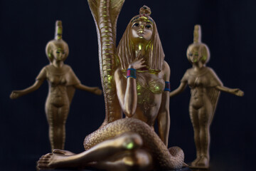 Egyptian figures snake, cleopatra and nebtht, eset