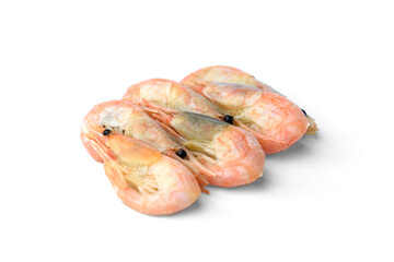 Unpeeled shrimps isolated on white background.