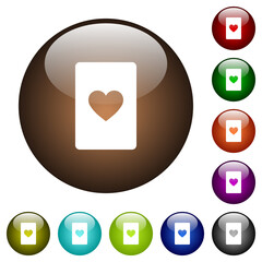 Heart card symbol color glass buttons