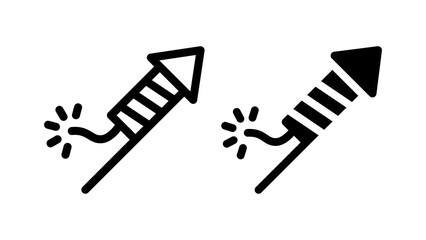 Rockets and fireworks bursting set icon vector isolate on white background.