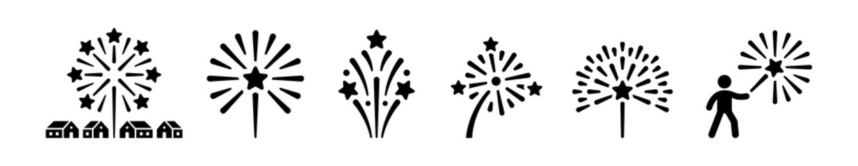 Firework line icons. Carnival celebration, Christmas explosive and festival lights vector illustration. © Icons-Studio