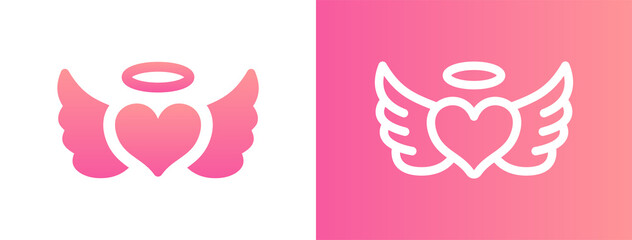 Pink heart angel wing flat design love vector.