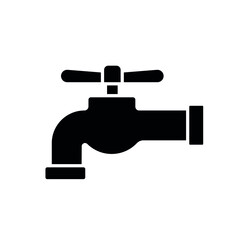Faucet glyph icon. Plumbing. Thin line customizable illustration. Contour symbol. Vector isolated outline drawing.