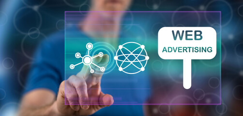 Man touching a web advertising concept