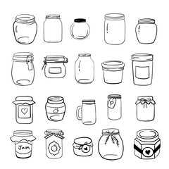 Jars with a lid, with a label, with a ribbon. - obrazy, fototapety, plakaty