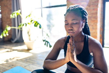 beautiful coach online blogger stream from her house against the background of panoramic windows