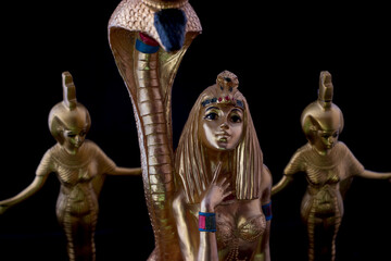 Egyptian figures snake, cleopatra and nebtht, eset