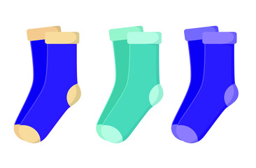 Set of blue socks on a white background
