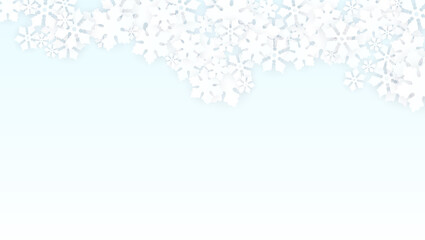 Christmas Vector Background with Falling Snowflakes. Isolated on Red Background. Realistic Snow Sparkle Pattern. Snowfall Overlay Print. Winter Sky. Papercut Snowflakes.