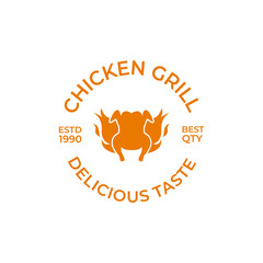 Chicken Grill logo design for company, restaurant, poultry and website. Vector EPS 10