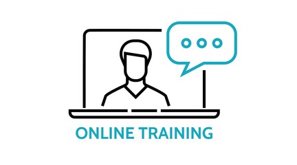 Online Training learning icon, Webinar, course, distance education, lecture, internet group conference, training test, work from home, video call or meeting Vector isolated symbol illustration