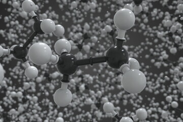 Ethane molecule, ball-and-stick molecular model. Chemical 3d rendering