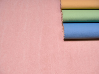 Fototapeta premium Leather samples in various colors.