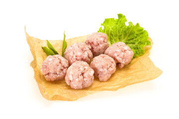 Homemade raw pork minced meatball for cooking
