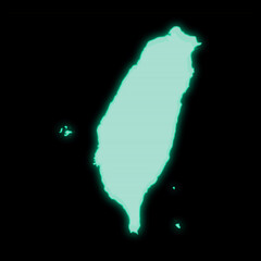 Map of Taiwan, old green computer terminal screen