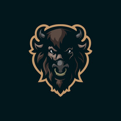 Bison mascot logo design vector with modern illustration concept style for badge, emblem and t shirt printing. Bison head illustration for sport team.