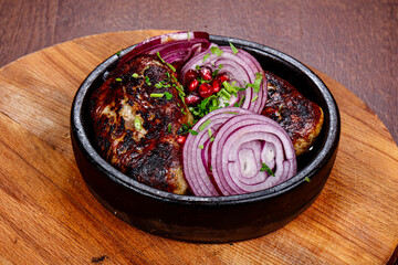 Roasted pork cutlet in the pot