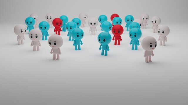 3d rendering illustration of group of people herd immunity concept, infected people, immunization, vaccination