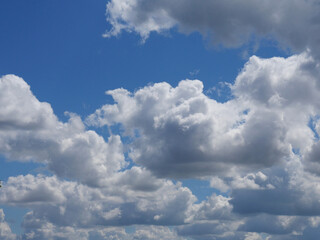 Fototapeta na wymiar Blue sky and beautiful white clouds. Summer. Bright colors