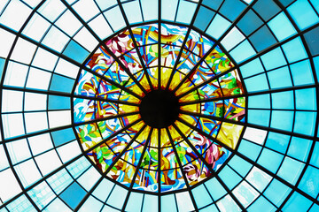 Naklejka premium An exceptional beautiful colorful architectural design on top