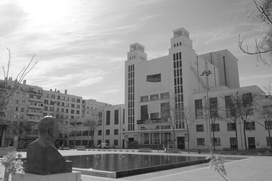 Villeurbanne Theater TNP near Lyon France. The skyscrapers of Villeurbanne, a modernist architectural ensemble located in the municipality of Villeurbanne built in the 1930s as social housing.