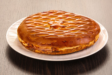 Tasty hot baked round pie