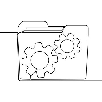 recommend clip art: Continuous line art Project gear folder concept