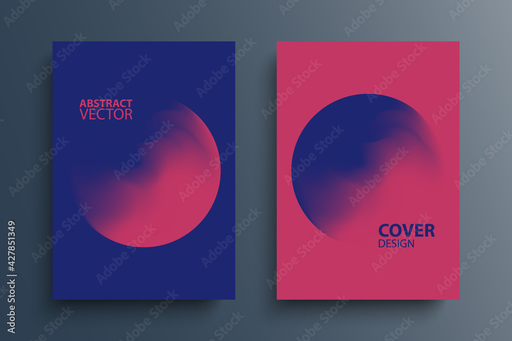 Fototapete brochure cover template layouts with gradient orbs round shapes. futuristic abstract backgrounds wit
